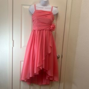 Joy Kids USA Size 14 Peach Pink Formal Party Dress Spaghetti Strap Flower Lined